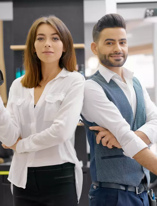 a man and a girl standing next to each other