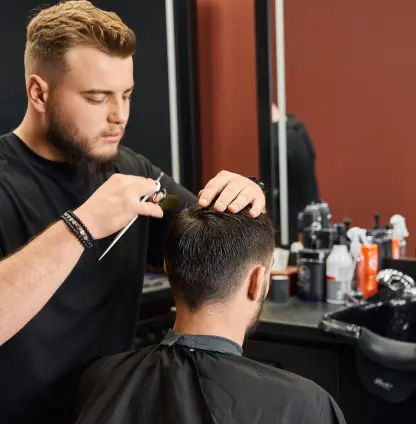 a man gets a haircut